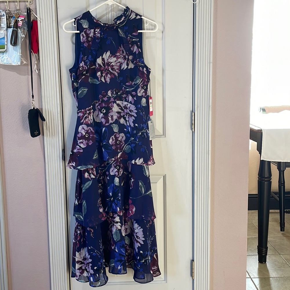 Vince Camuto flowered ruffled dress